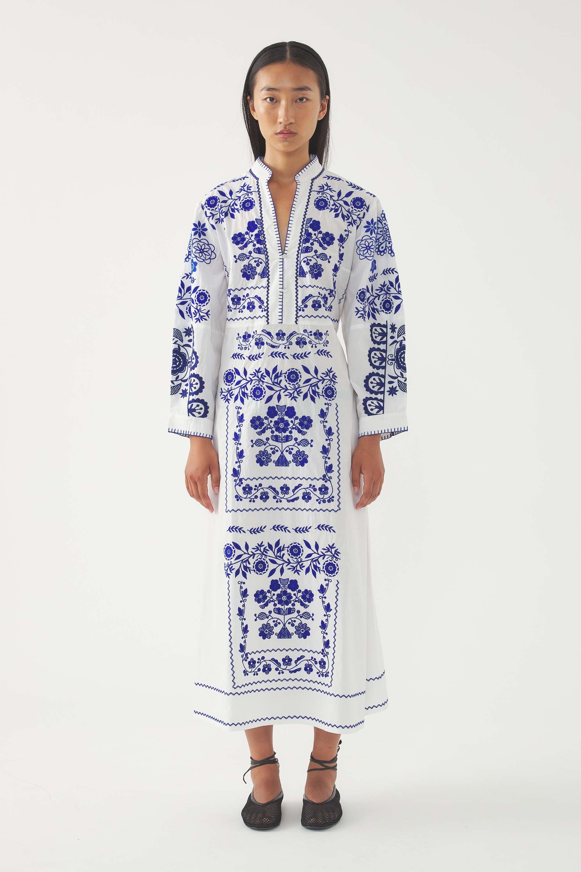 Langes besticktes Kleid Mamie
